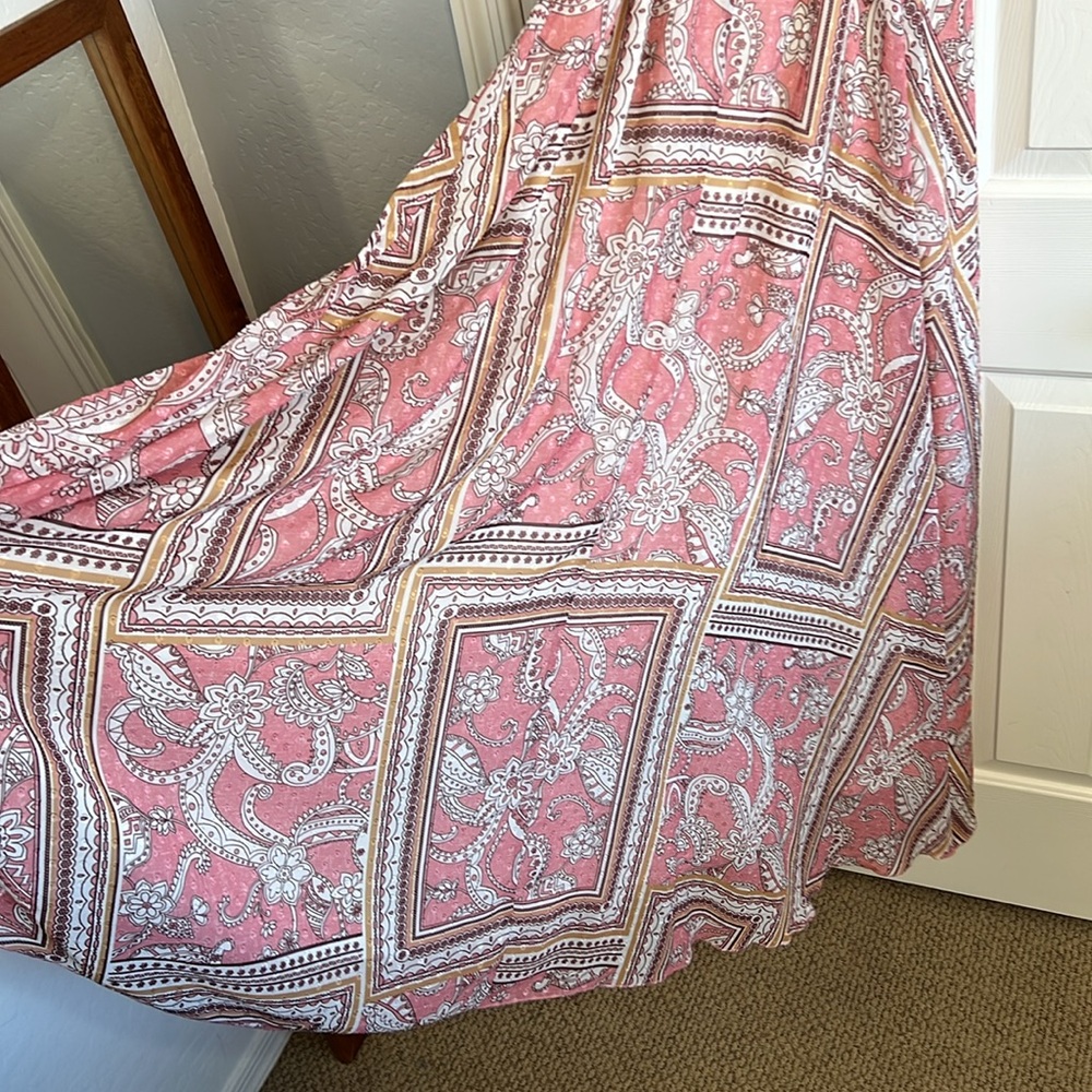 Marée Pour Toi pink flowy wrap maxi dress XXL Swiss dot scarf print - Picture 13 of 15